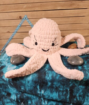 Pink and white crocheted Octopus. - image1